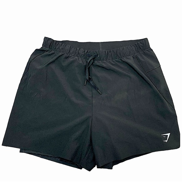 Gymshark Speed Run Black 5" Sport 2 In 1 Shorts Built-in Pocket Back Zip Sz XXL - Picture 2 of 11